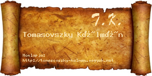 Tomasovszky Kálmán névjegykártya